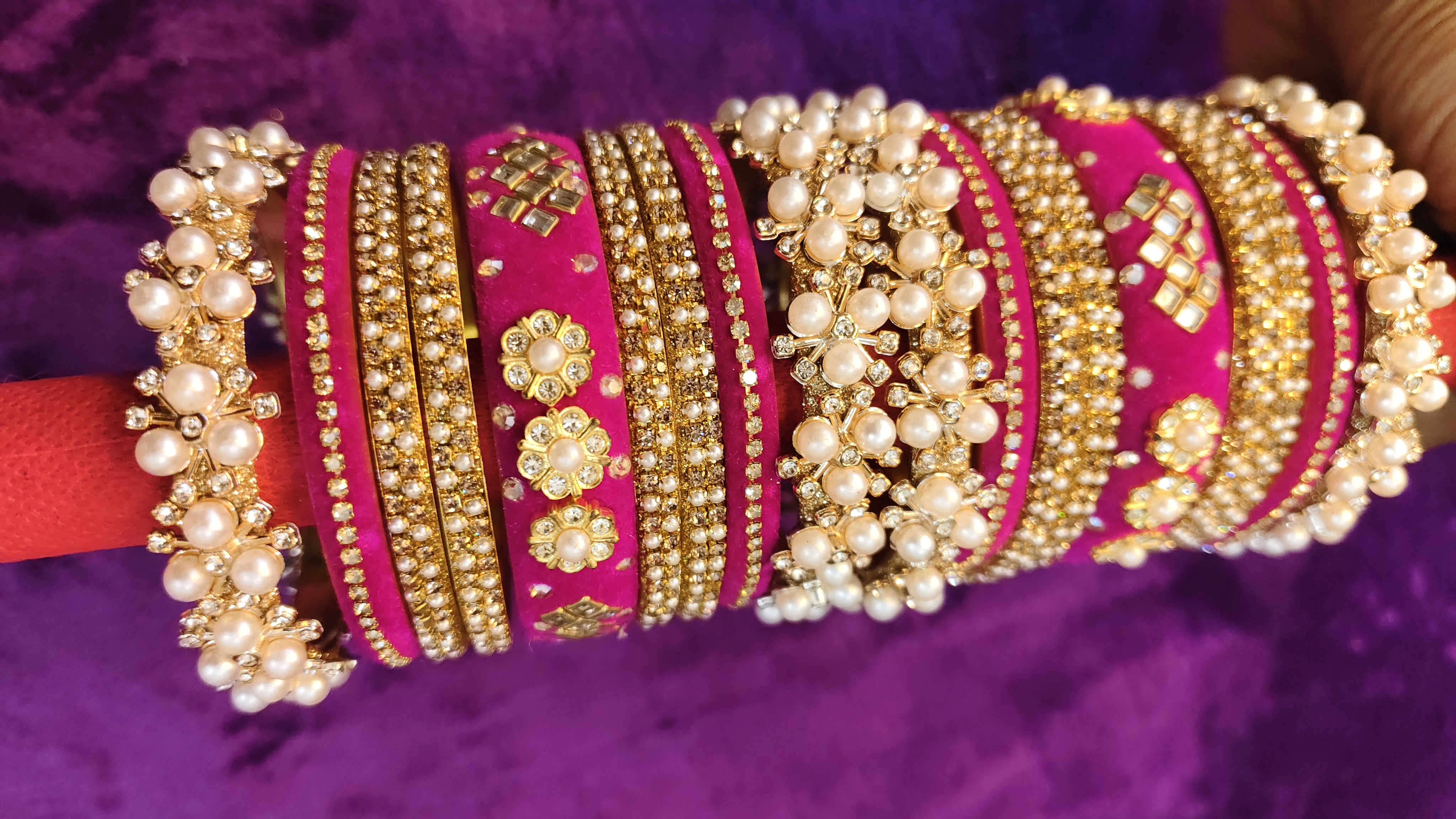 Pink Velvet Bangle Set thumbnail 5