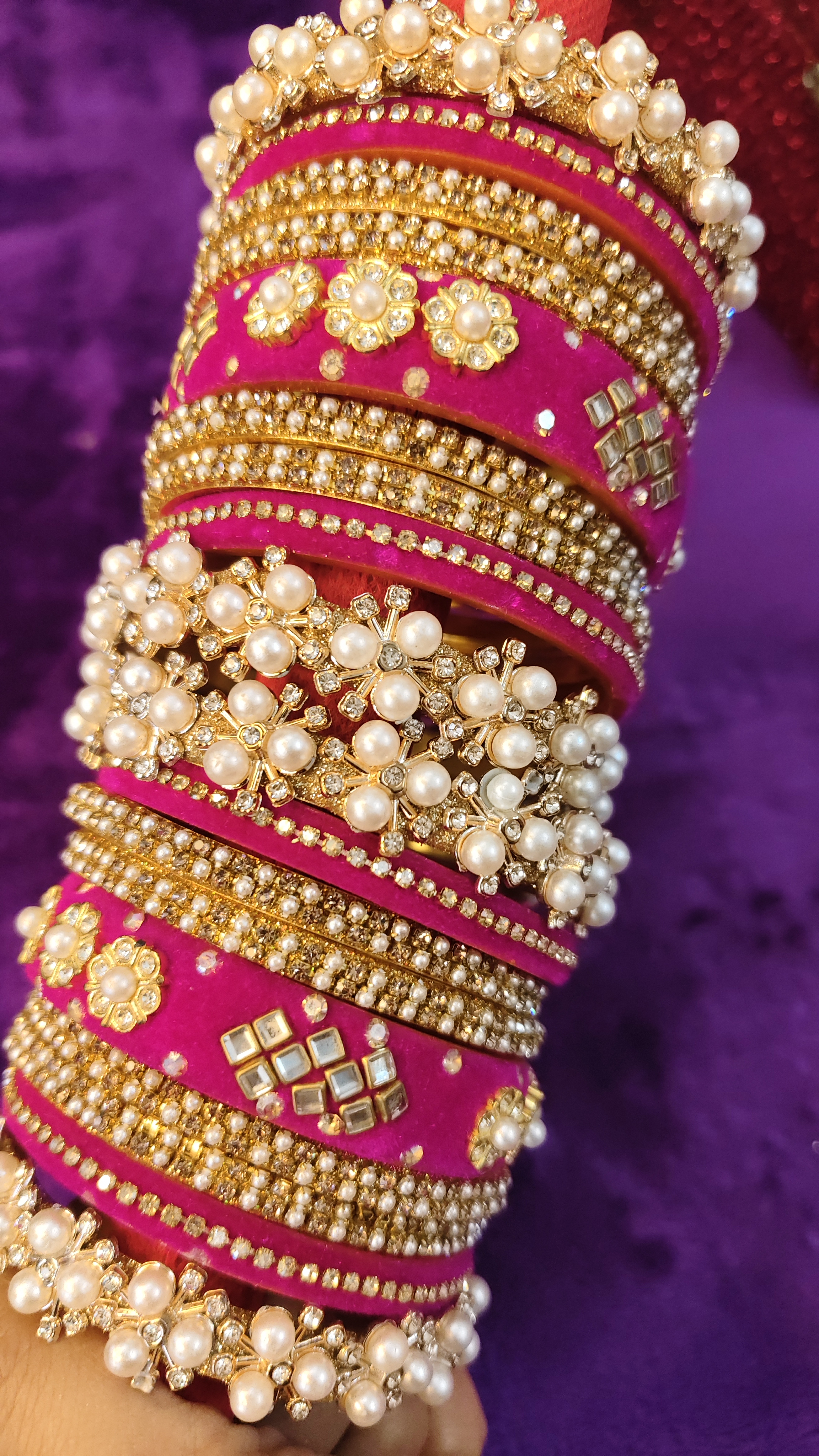 Pink Velvet Bangle Set thumbnail 6