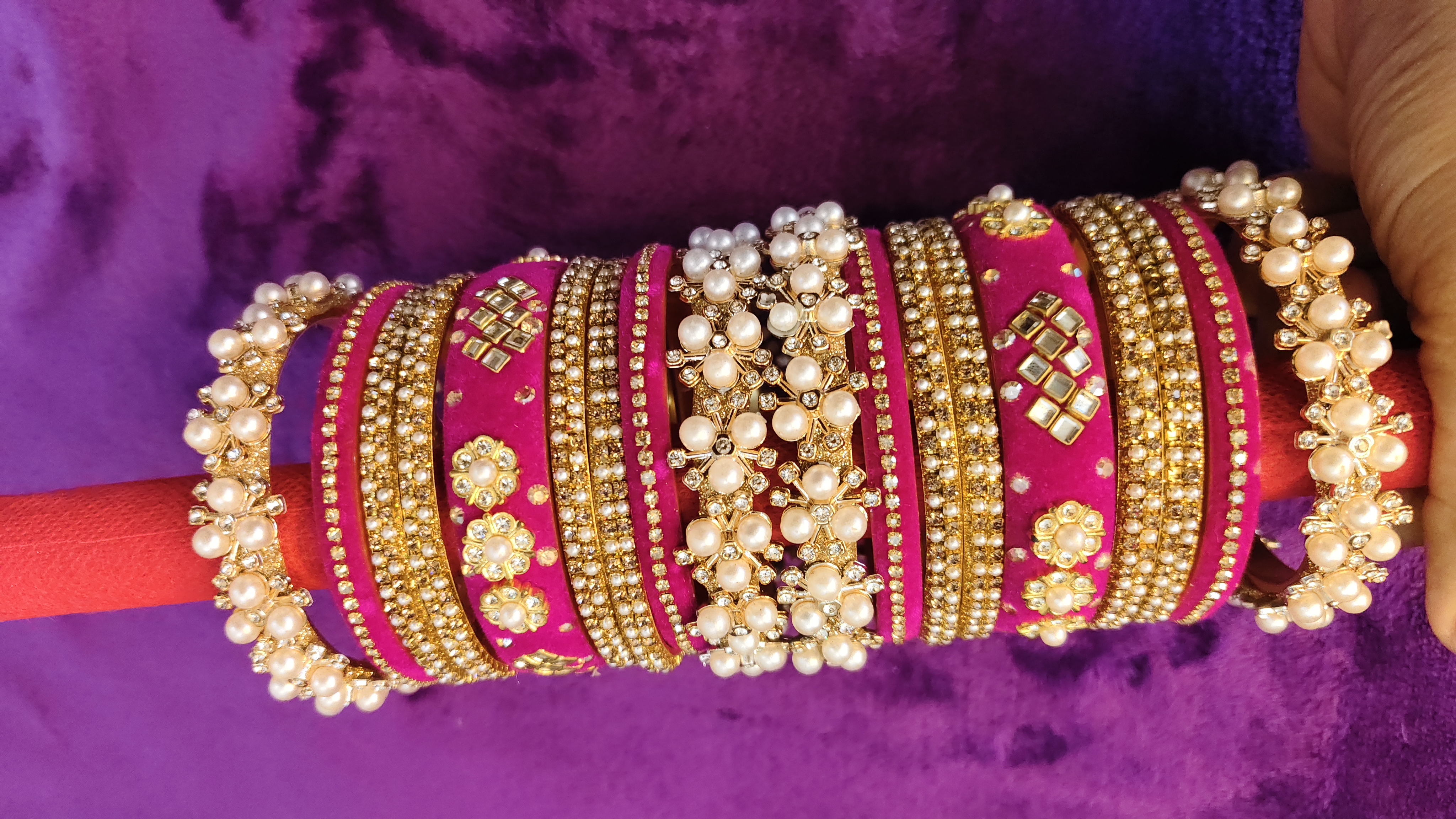 Pink Velvet Bangle Set thumbnail 3