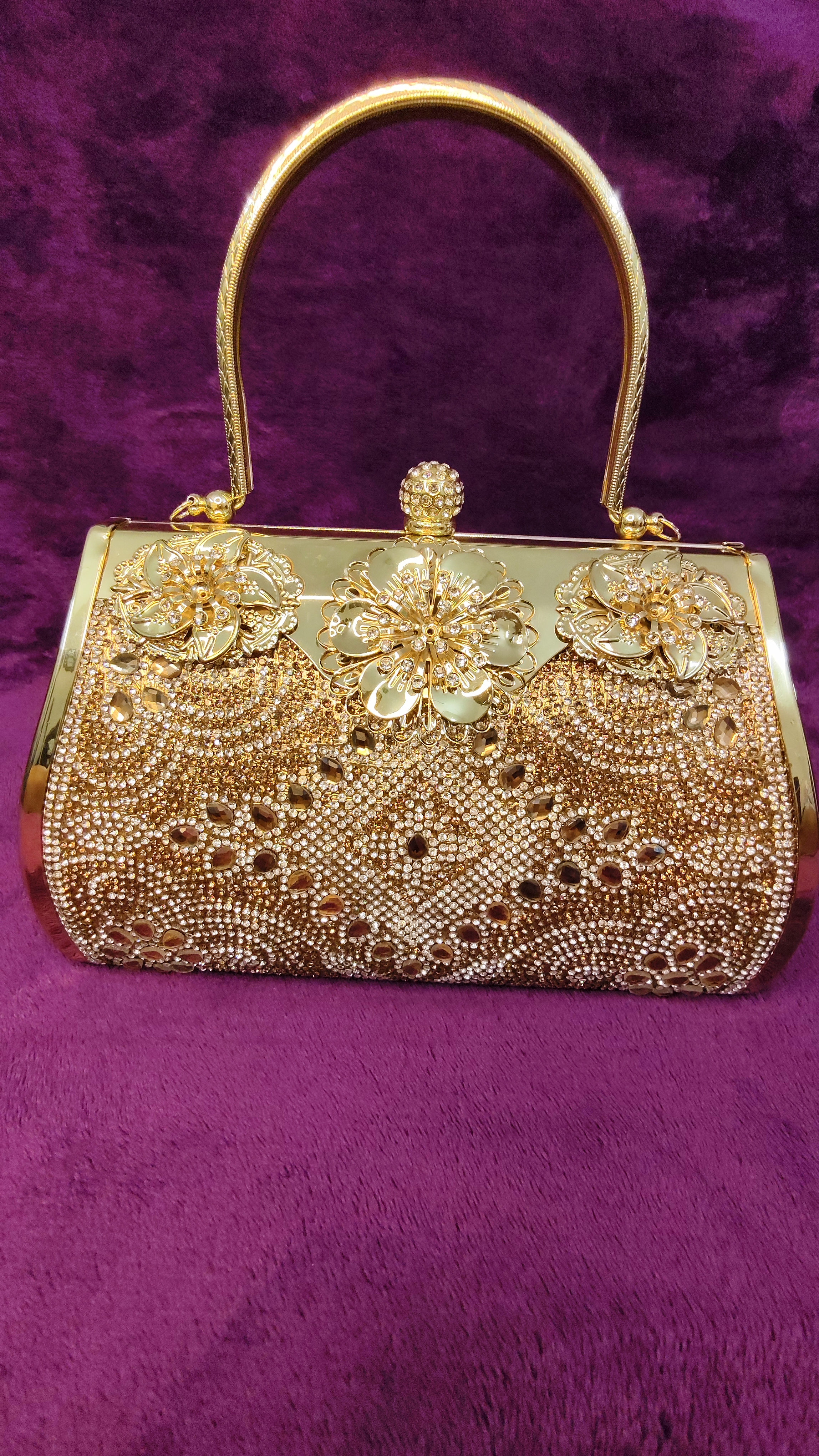 Golden Flower Glam Clutch - Image 1