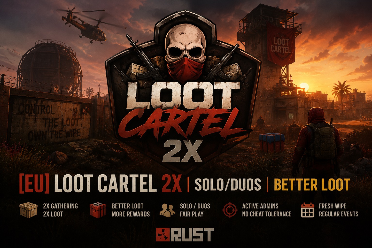 Баннер сервера Loot Cartel 2x | Solo Duo | 06.07 Full Wiped