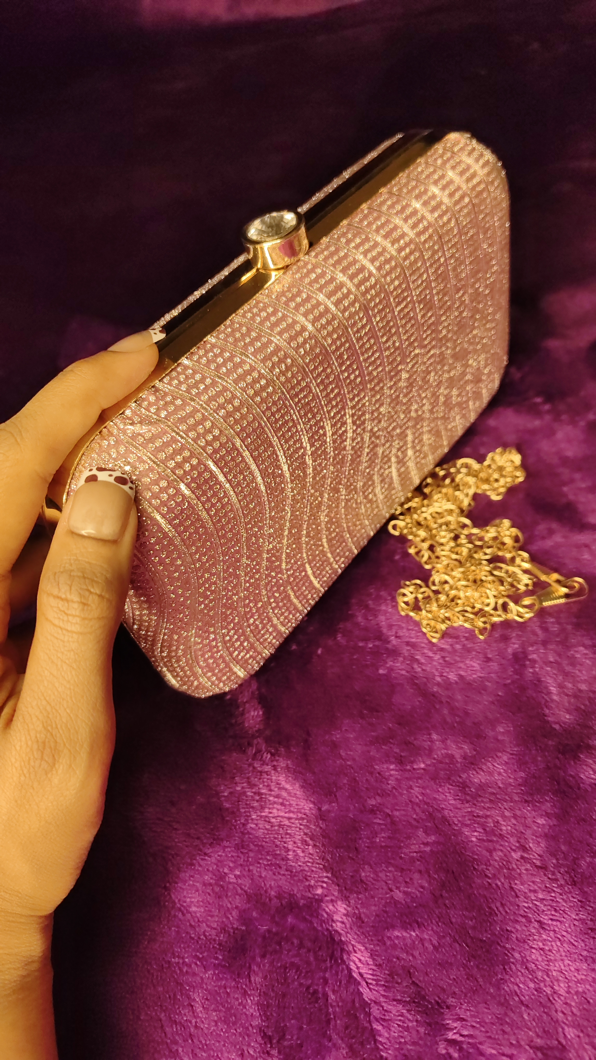 Sparkly Rose Gold Clutch thumbnail 4