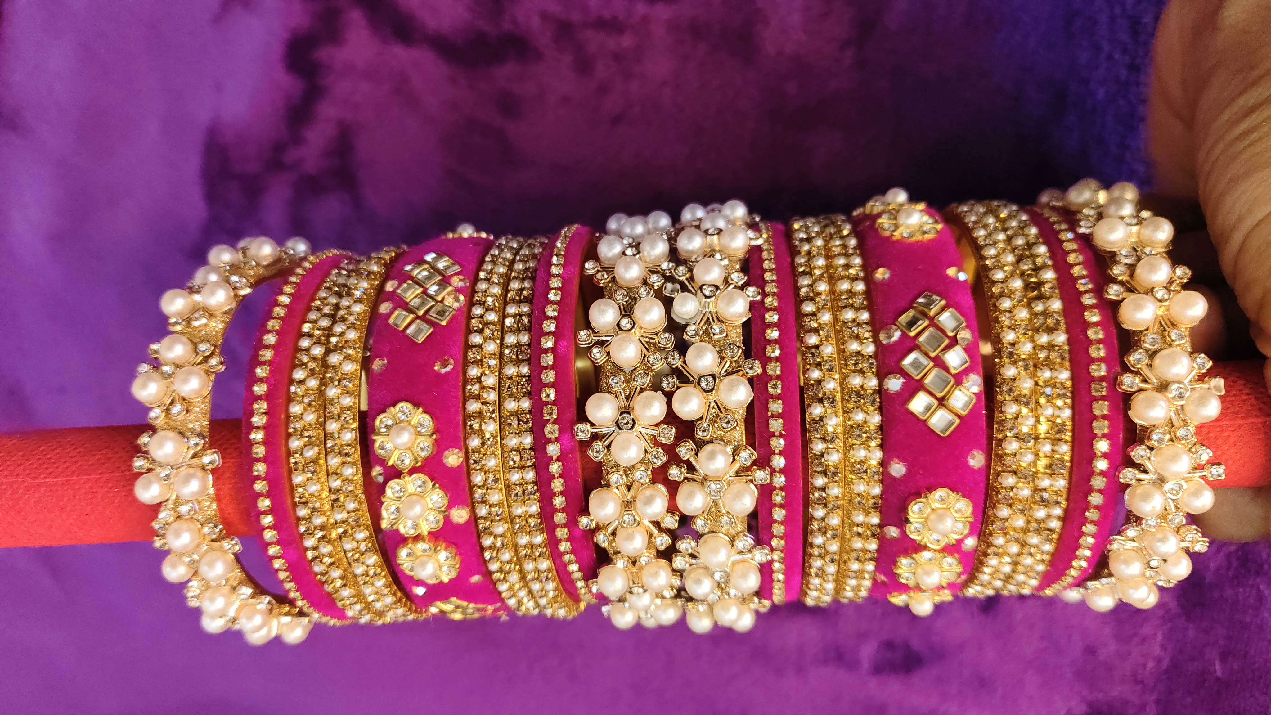 Pink Velvet Bangle Set thumbnail 4