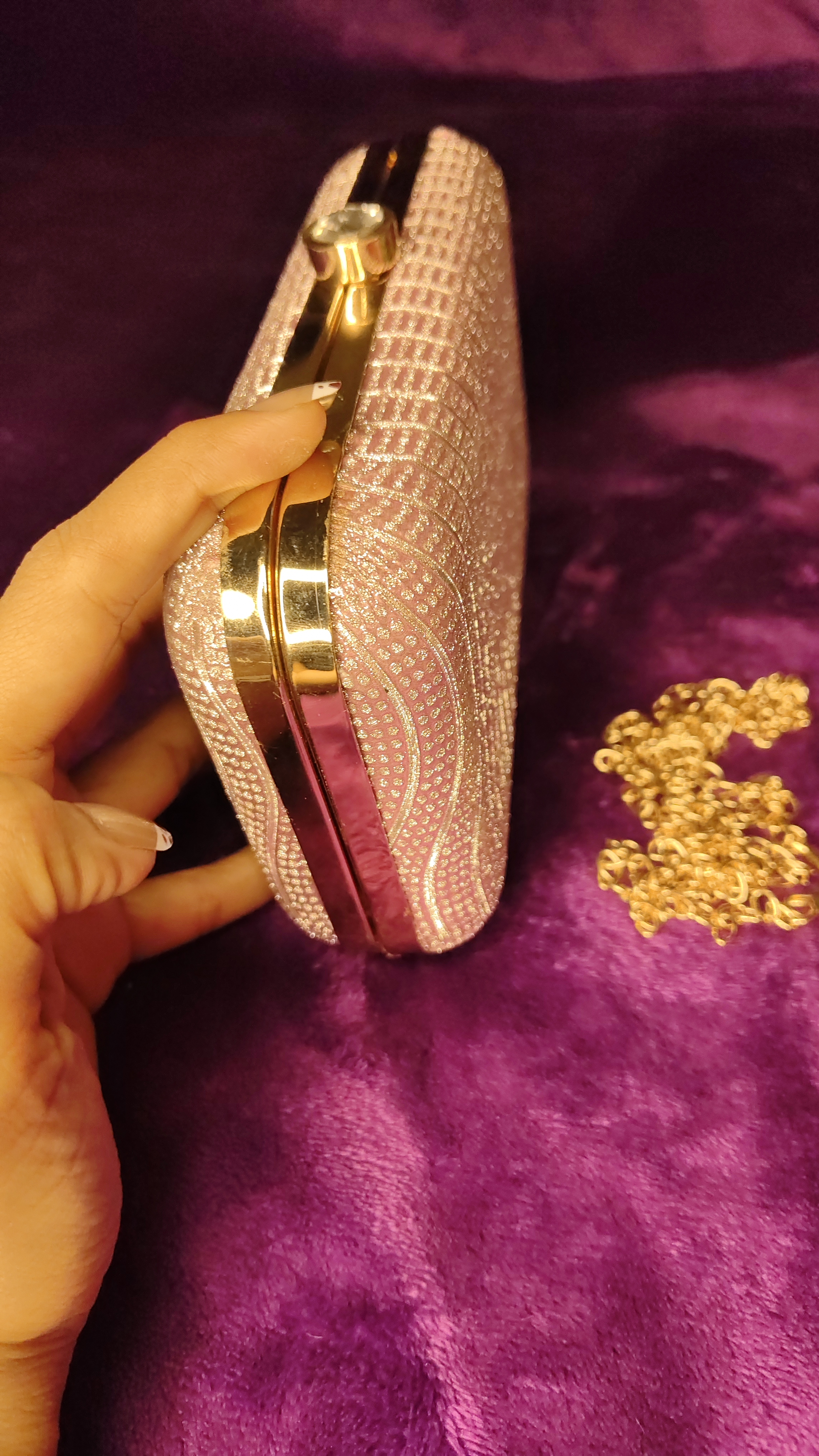 Sparkly Rose Gold Clutch thumbnail 5