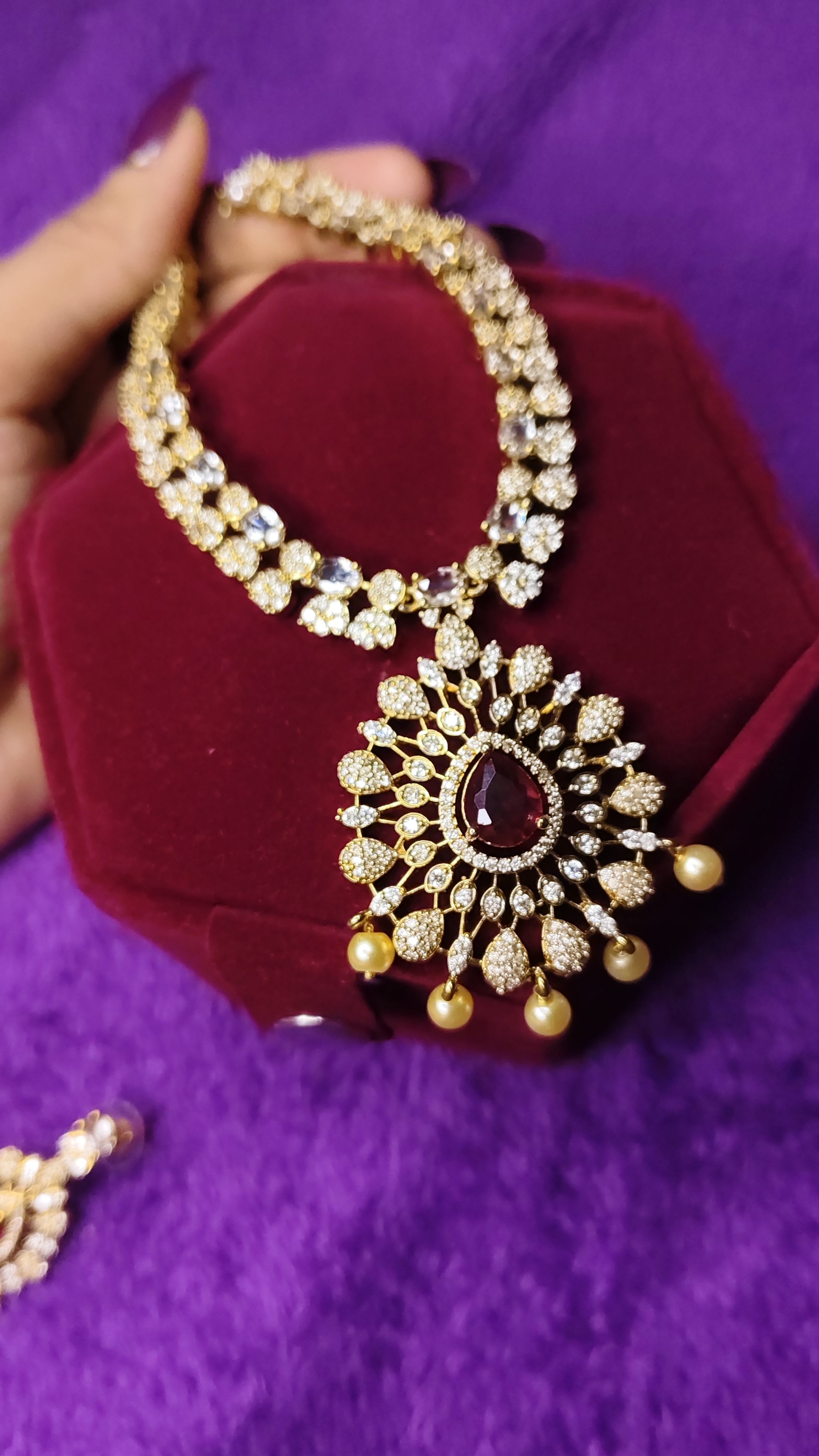 Royal Ruby Kundan Necklace Set thumbnail 7