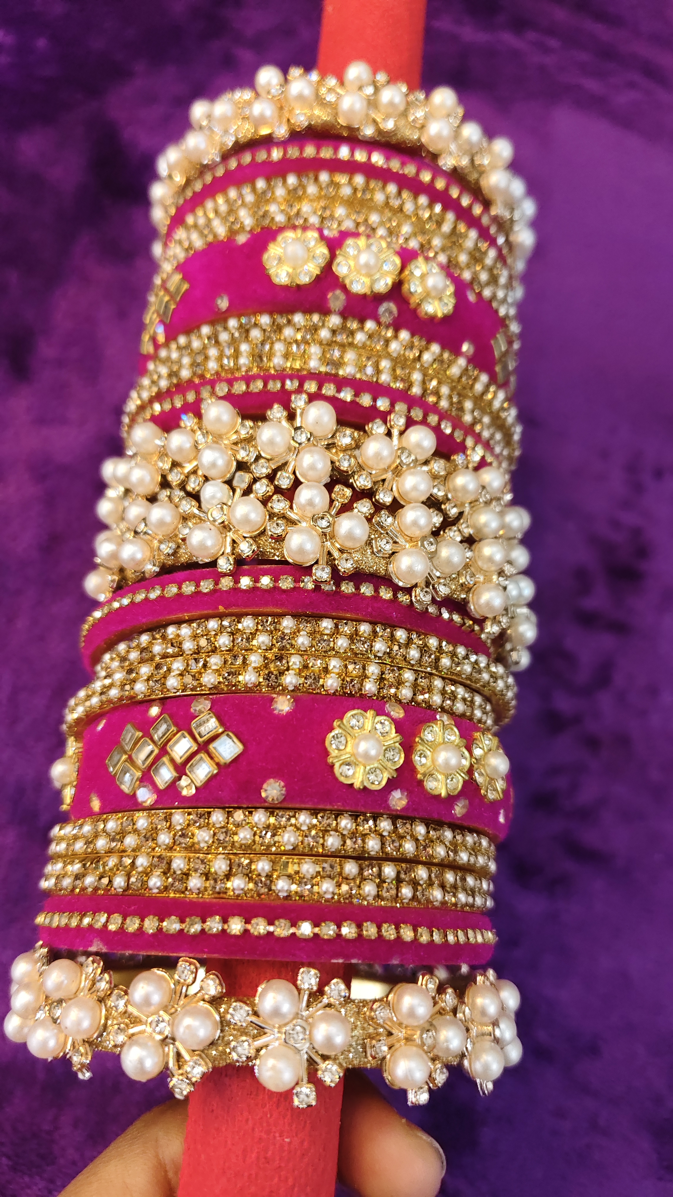 Pink Velvet Bangle Set thumbnail 2
