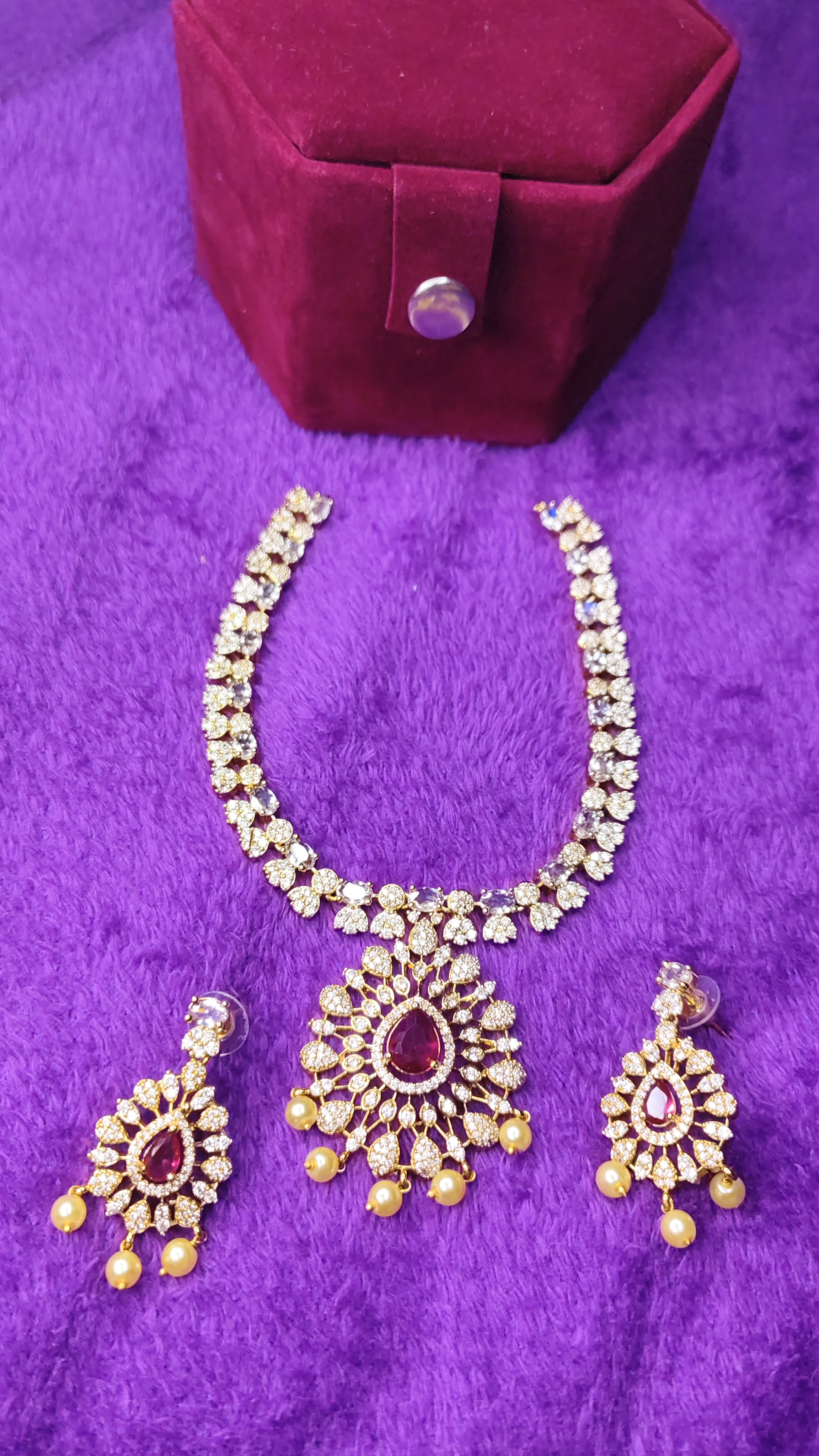Royal Ruby Kundan Necklace Set - Image 1