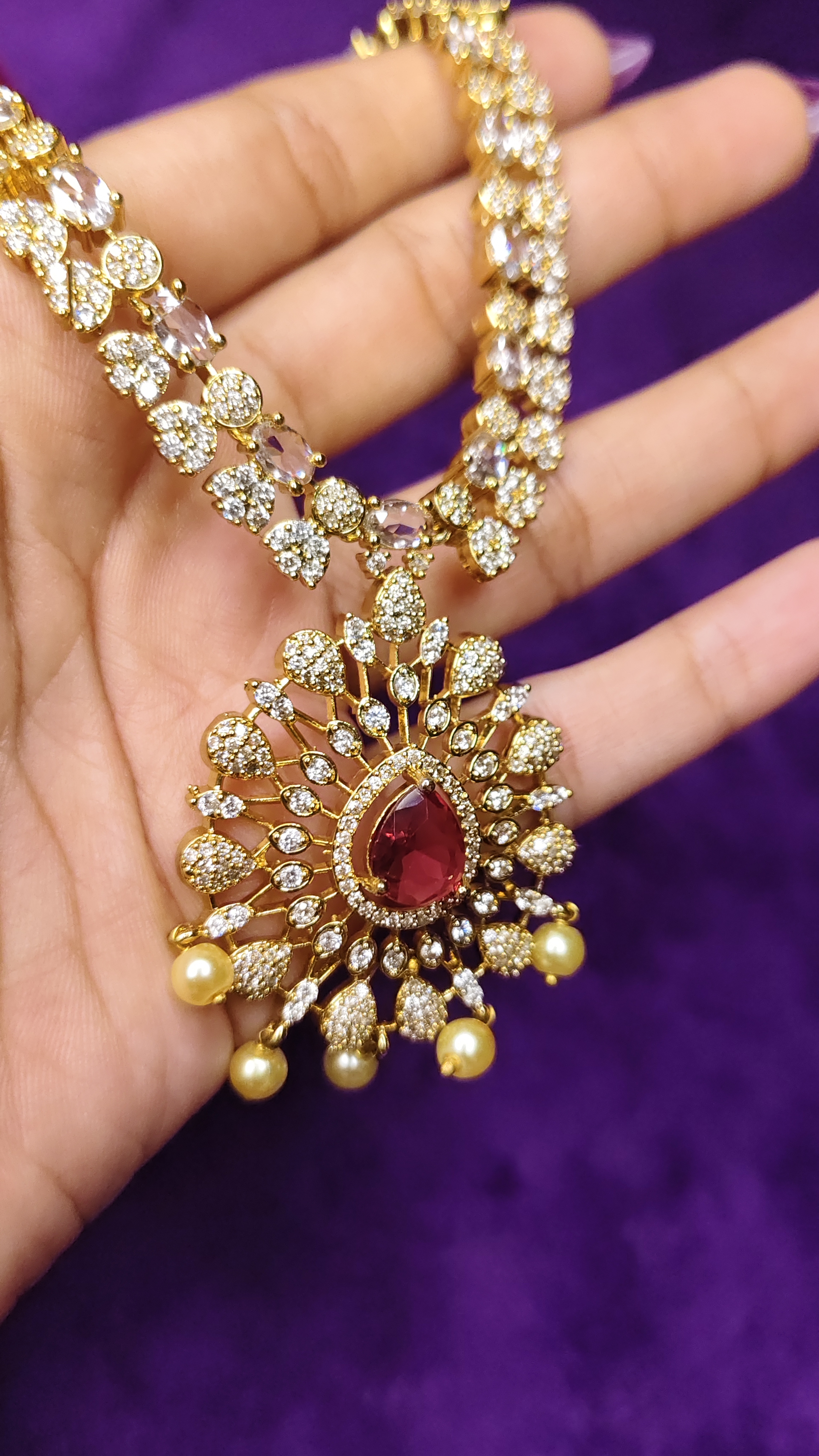 Royal Ruby Kundan Necklace Set thumbnail 6